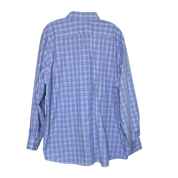Michael Kors Button Down Shirt Mens 18 34/35 Blue Regular Fit Non Iron Plaid - Picture 2 of 7